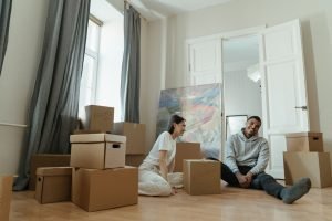 A couple talking about how to prepare your home for a move