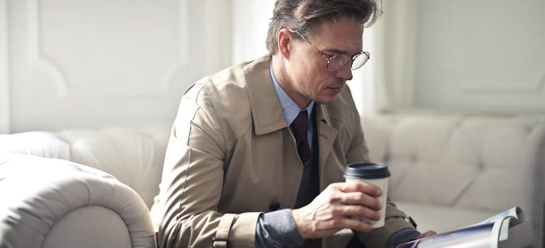 A man having coffee 