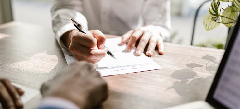 A person signing a document