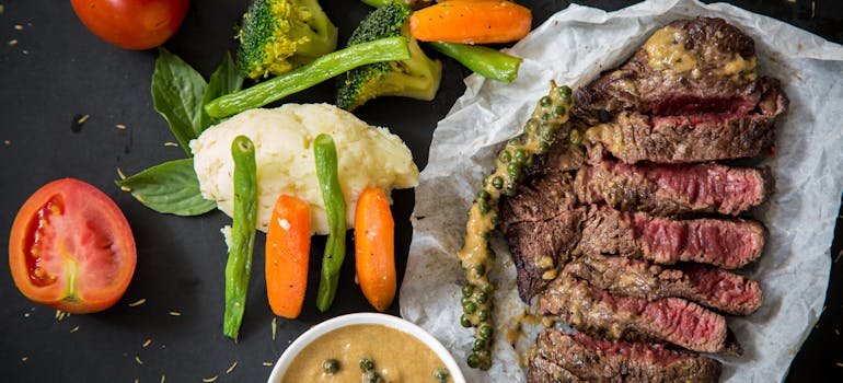 Steak and vegetables