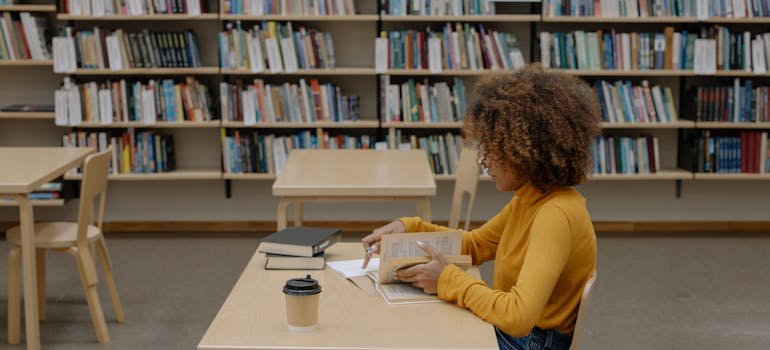 A girl in the library