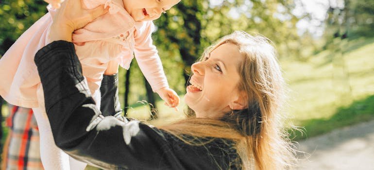 A mother with a baby