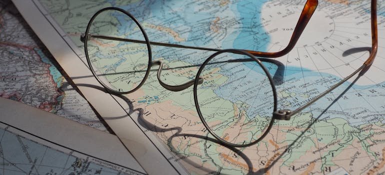 Eye glasses on the map 