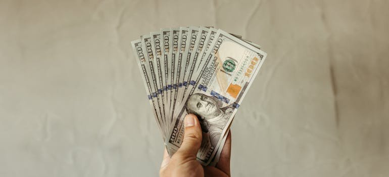 A person holding dollar bills