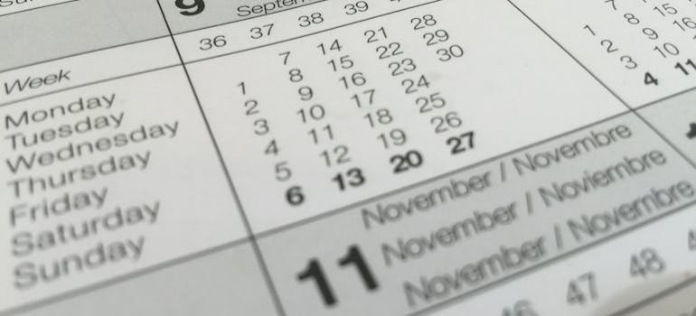 A white calendar