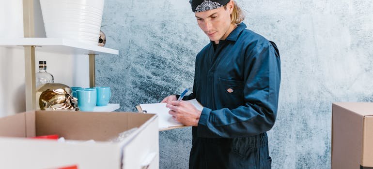 A mover taking an inventory