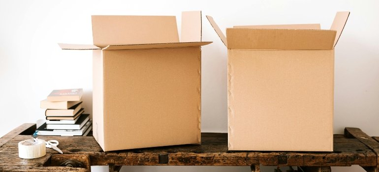 Cardboard boxes waiting like loyal pets, ready to swallow up your clutter and maybe your sanity.