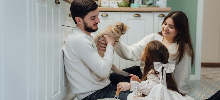 a family getting ready to move