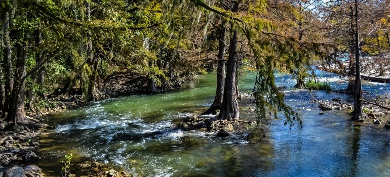 A beautiful flowing river along the route of a move from Fredericksburg to New Braunfels
